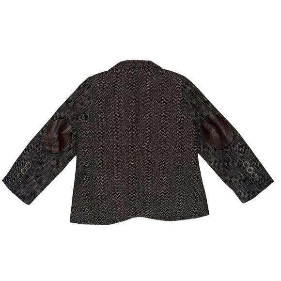 Minoti Wool Blend Blazer Toddler Size 12-18 Mon Elbow Patches Herringbone Fall - Picture 5 of 8